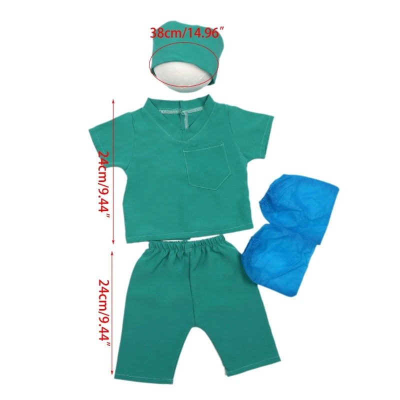Infant Photography Suit Doctor Hat & T-shirt Pants Set Photostudio Props Universal Cosplay Costume Newborn Shower Gift
