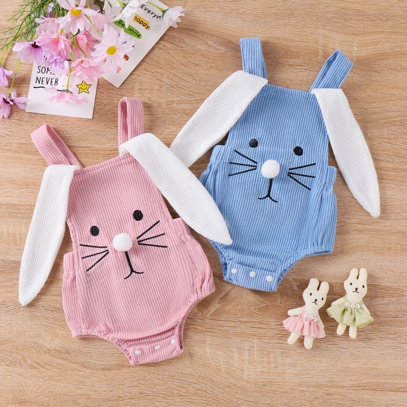 Baby Bunny Rabbit Ear Backless Sleeveless Strap Bodysuit