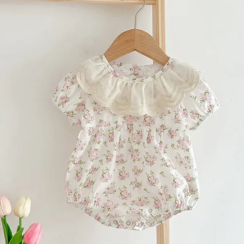 Newborn Baby Girls Jumpsuit Flying Sleeve Cotton Bodysuits