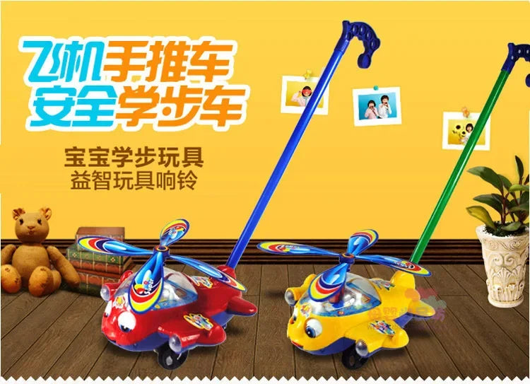 New Baby Toddler Stroller Push Aircraft Children's Toys Music with Bell Single Stick Tongue Doll Baby Walker with Wheels for Kid