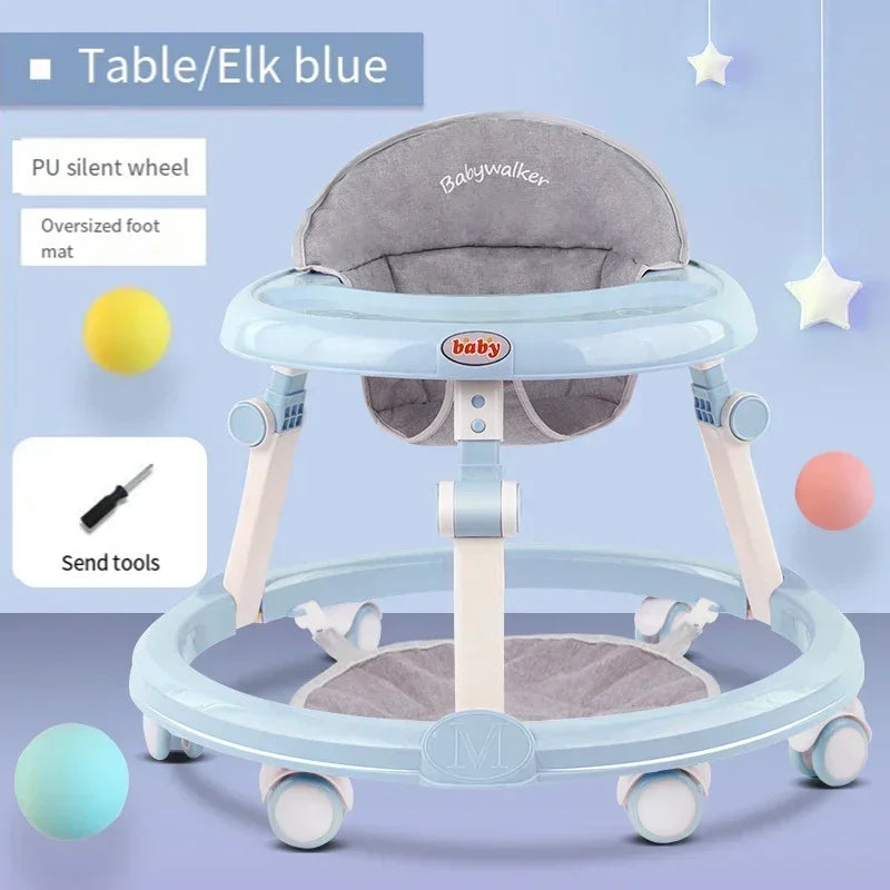 Baby Walker Anti-O-leg Multi-functional Anti-rollover Folding Trolley Boys Girls Can Sit Push 6-18 Months Baby To Learn To Drive