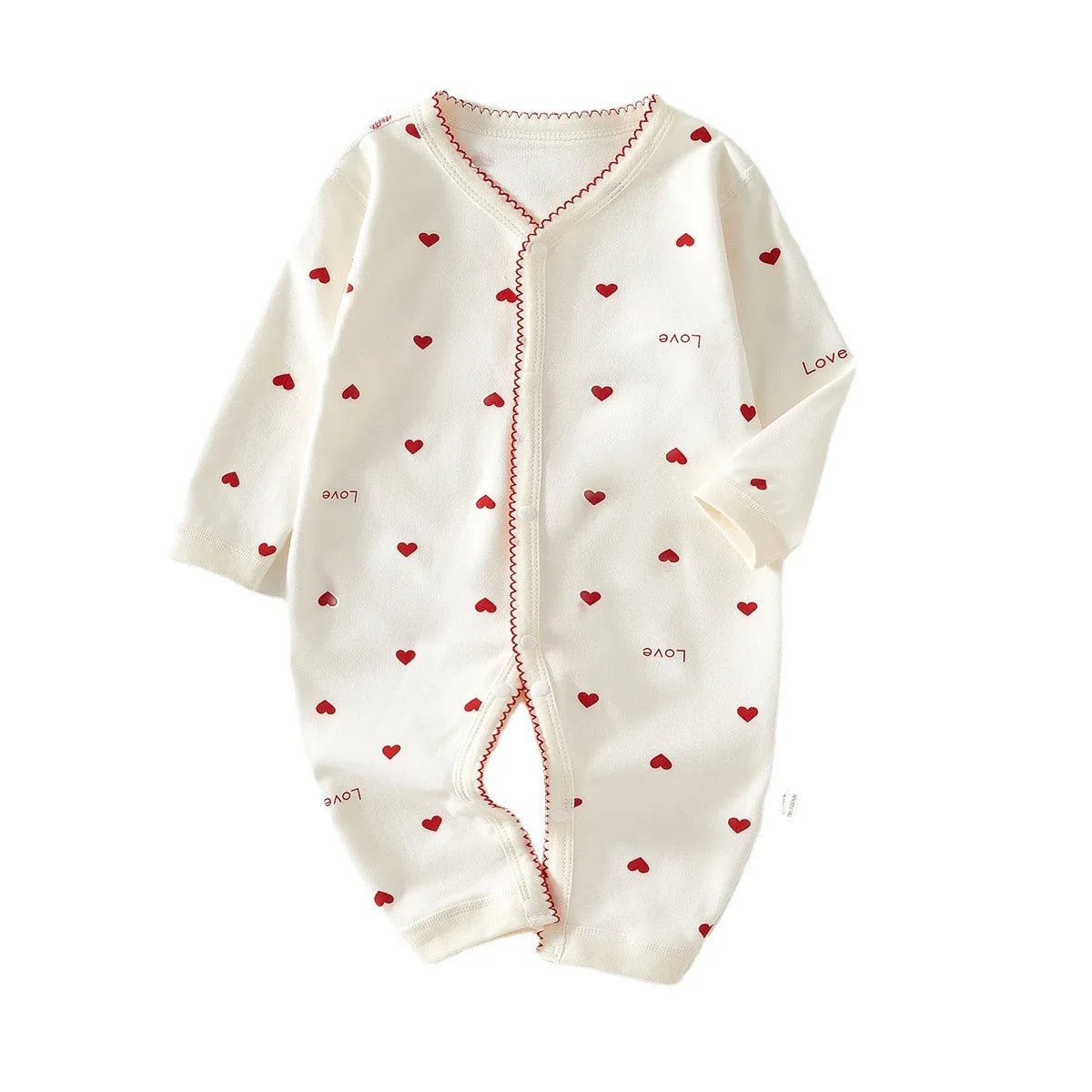 Newborn Baby Clothes Jumpsuit with Love Printed 100% Cotton Boneless