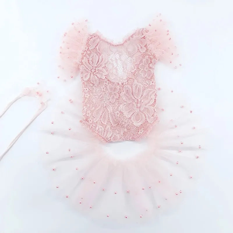 Baby Girl Infant Headdress & Tulle Tutu Jumpsuit Party Dress