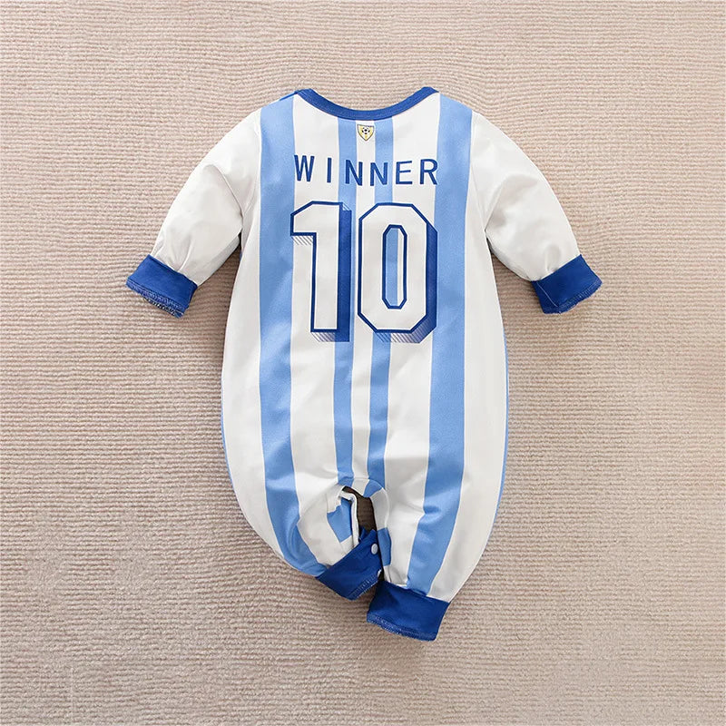 Newborn Baby Football Blue NO.10 Clothes Infant Romper Suit For Boy Girl Onesie Garcon Soccer Costume Outfit Sport Jumpsuit