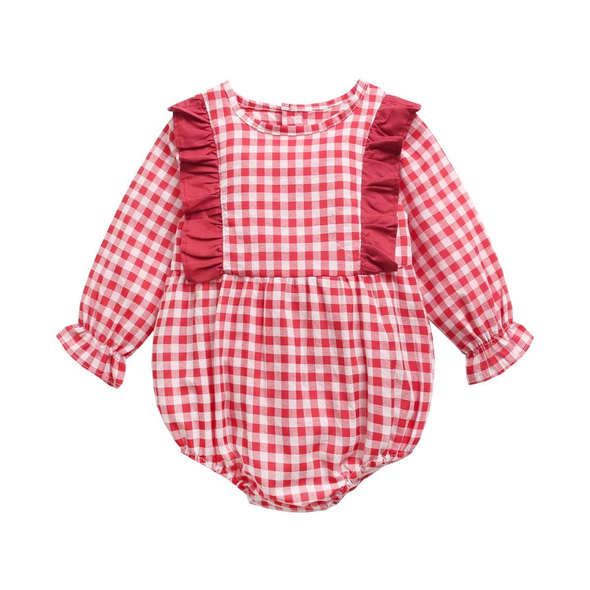 Cute Newborn Baby Girl Bodysuits Cotton Flowers Plaid