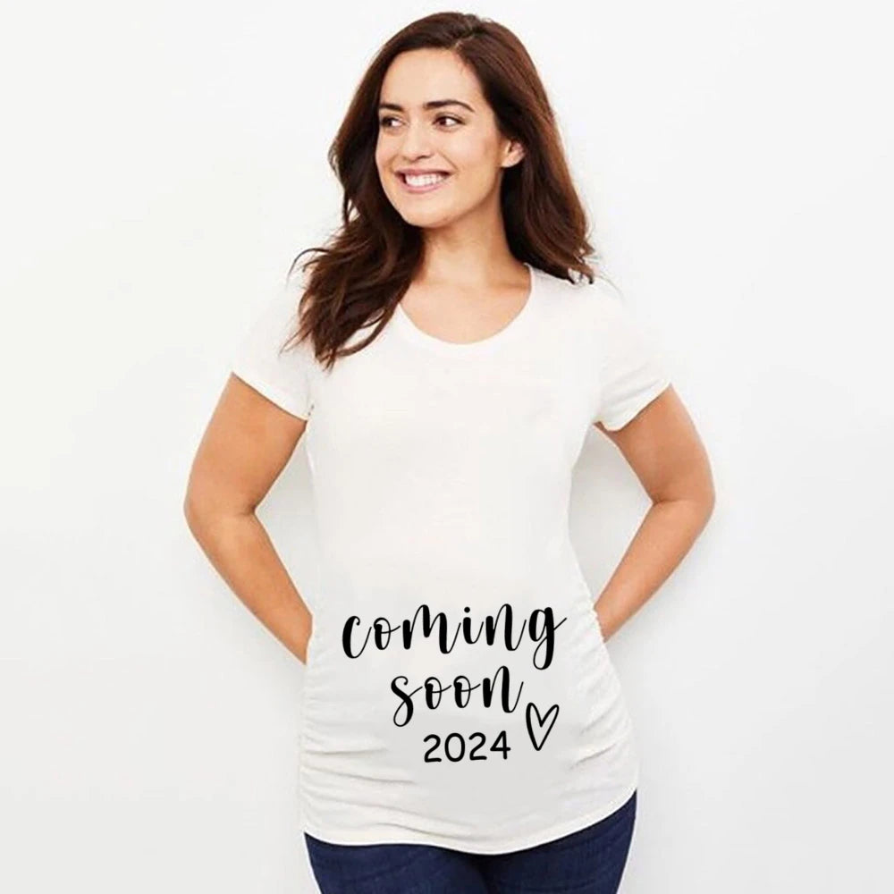 Baby Loading 2024 Print Pregnancy Announcement Shirt Maternity Short Sleeve T-shirt Pregnant T Shirt New Mom Tshirt Clothes Tops