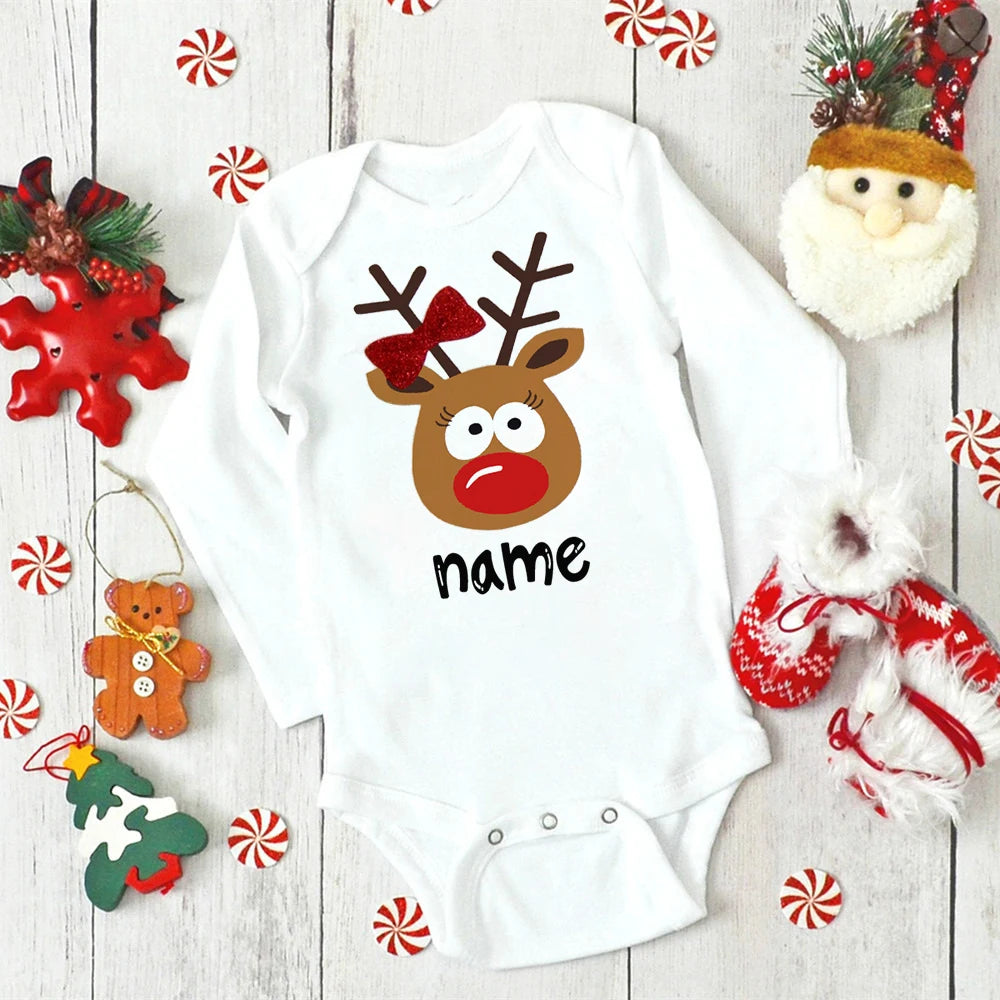 Custom Name Baby Christmas Bodysuits Personalised