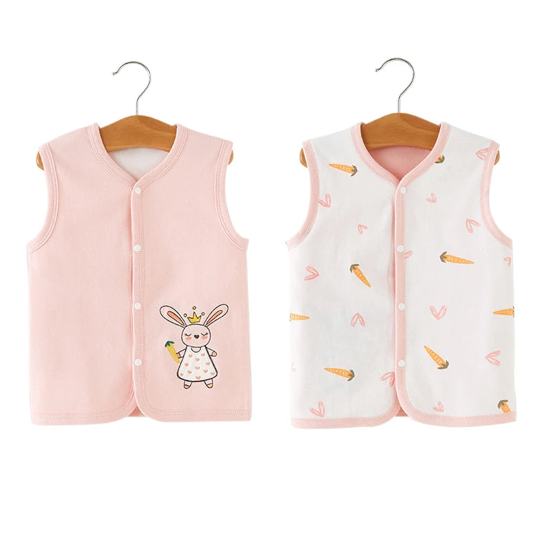 Newborn Winter Cotton Pink Vest Double Side Wear Infant Baby Cardigan Vest