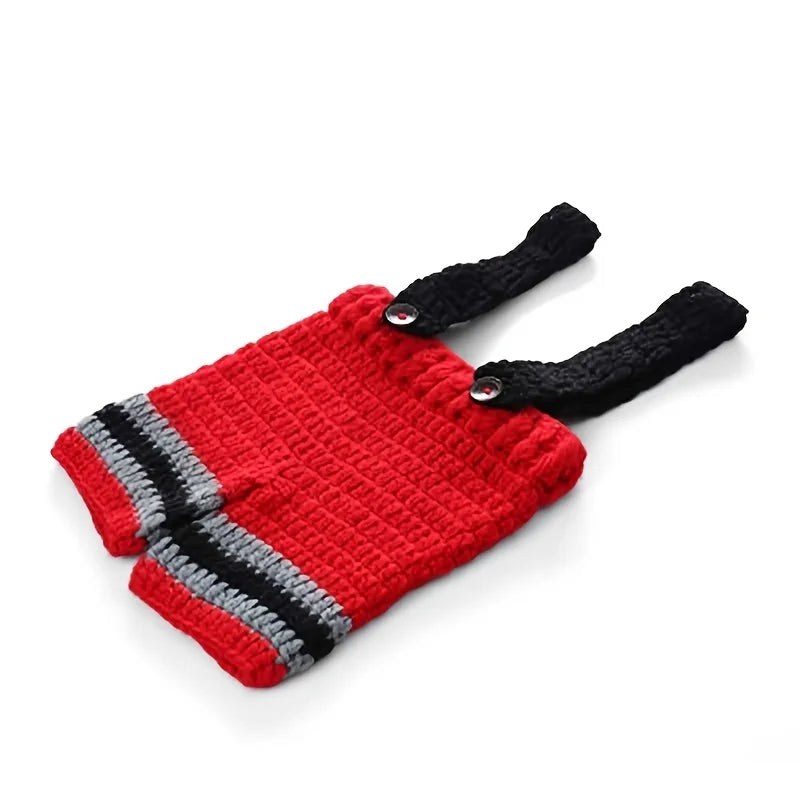 Newborn Crochet Firefighters Photography Props Knitted Infant Baby Cosplay Fireman Costume 0-3 Months