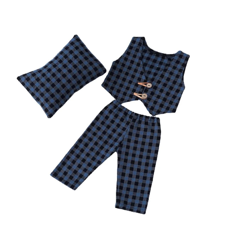 Checkered Pillow Pants & Vest Set Newborn Photography Props Baby Boy Girl Photo Shoot Outfits for 0-1 Month Baby Durable