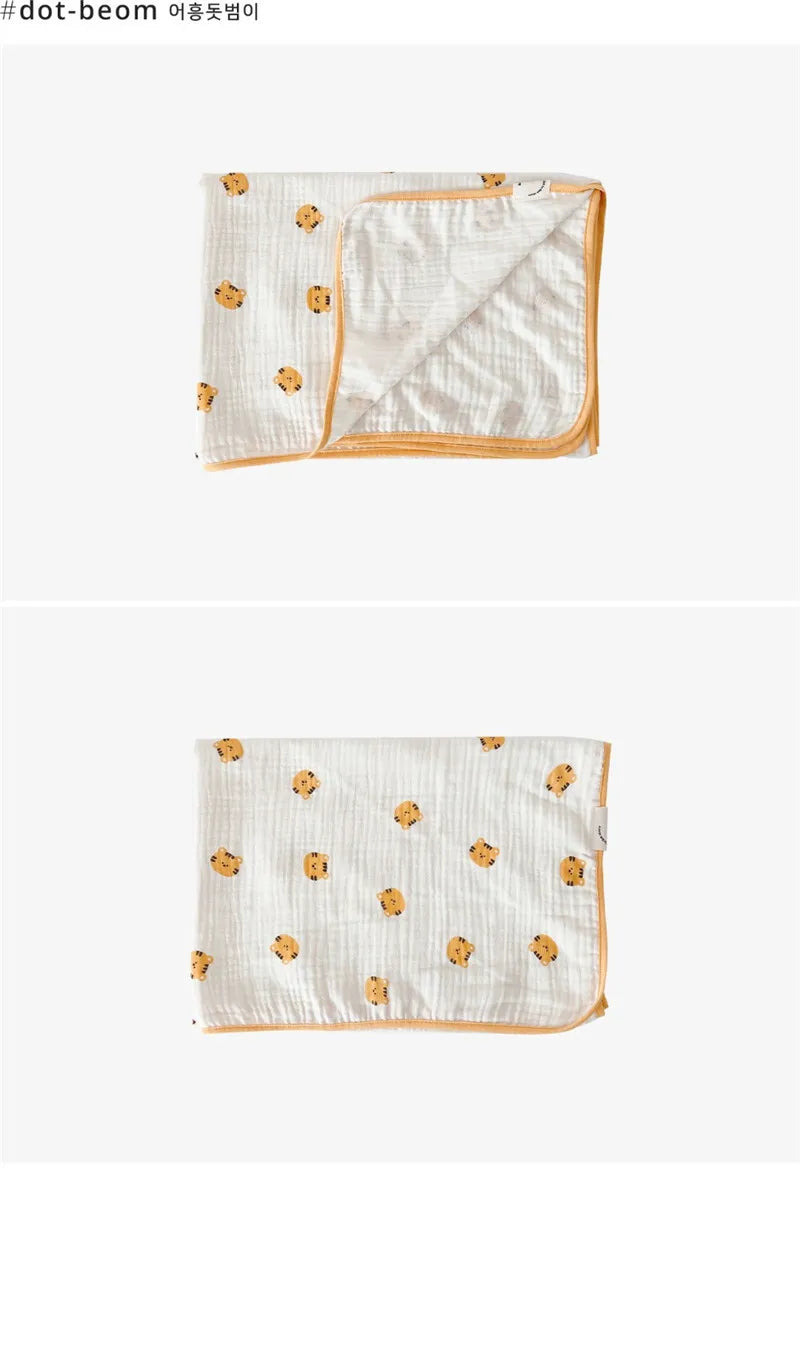 INS Korean Baby Blanket Summer Soft Double Layer Newborn Infant Bath Towel Cotton Stroller Blanket Baby Swaddle Wrap Baby Quilt