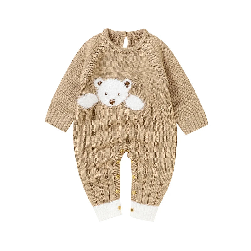 Baby Rompers Autumn Camel Long Sleeve Newborn Boys Girls Knitted Sweaters Jumpsuits Winter Toddler Infant Outfits One Piece Wear