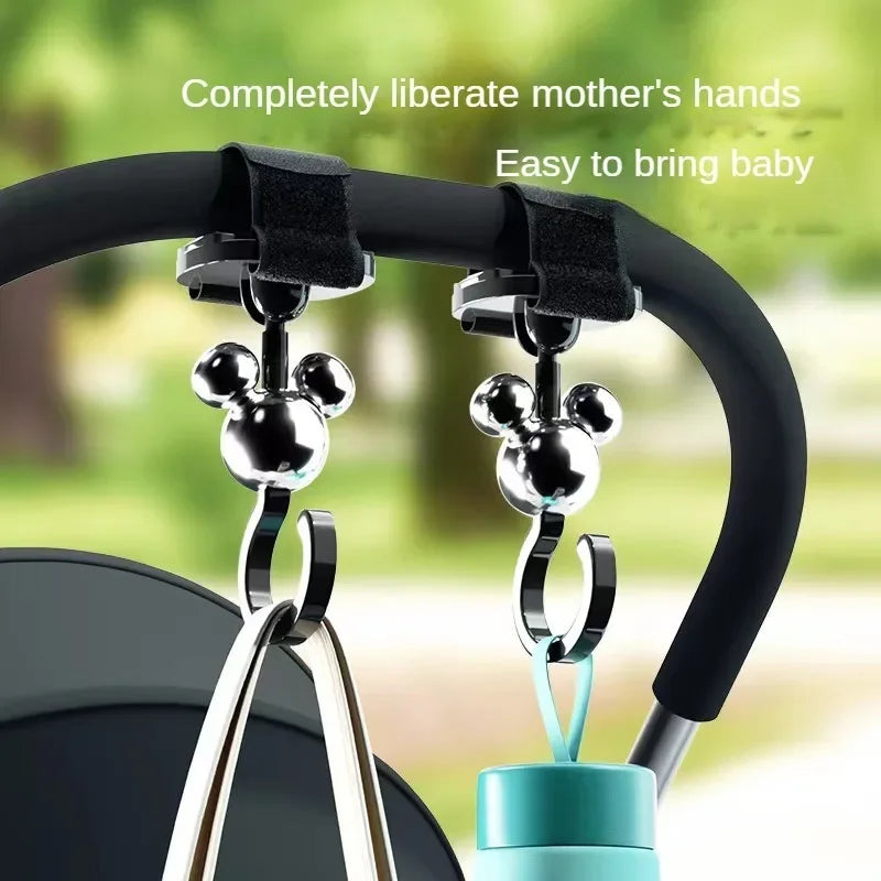 Disney Mickey Mouse Hook Bike Baby Stroller Storage Cartoon Gloves Cart Organizer Anime Diaper Bag Hanger Cute Travel Pram Hooks