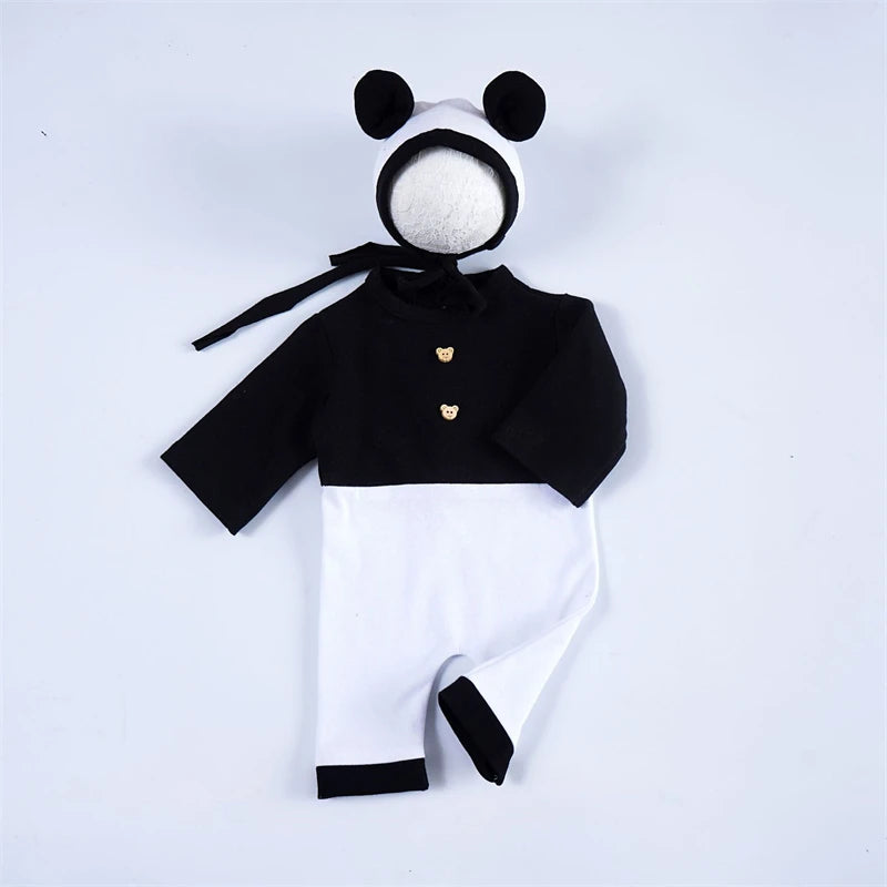 Newborn Baby Photography Clothing Sets Panda Theme Infant Boy Girl Photo Shoot Costumes Hat Romper Doll Outfits Clothes