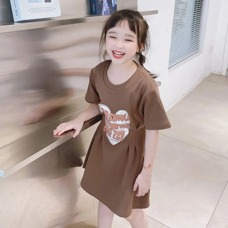 Family Matching Clothes Fashion Casual Letter Print Mom and Daughter Baby Girl Dresses Women's Dresses Parent-child Clothing