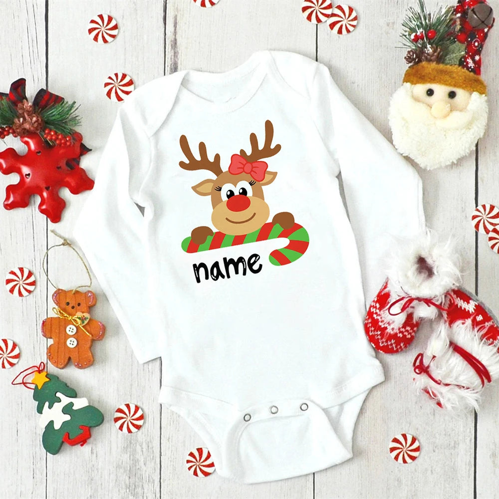 Custom Name Baby Christmas Bodysuits Personalised