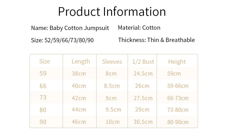 Newborn Baby Bodysuits for Summer Thin Outwear Clothes