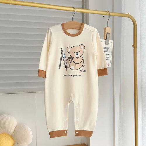 Baby Long Sleeve Boy Girl Cotton Bear Jumpsuit Newborn Crawling Pajamas Romper Autumn 0-18 Months Baby Onesie Costume Bodysuits