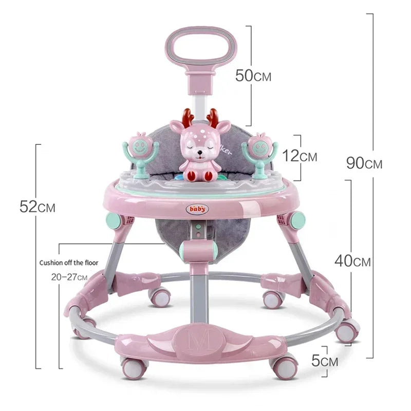 Baby Walker Anti-O-leg Multi-functional Anti-rollover Folding Trolley Boys Girls Can Sit Push 6-18 Months Baby To Learn To Drive