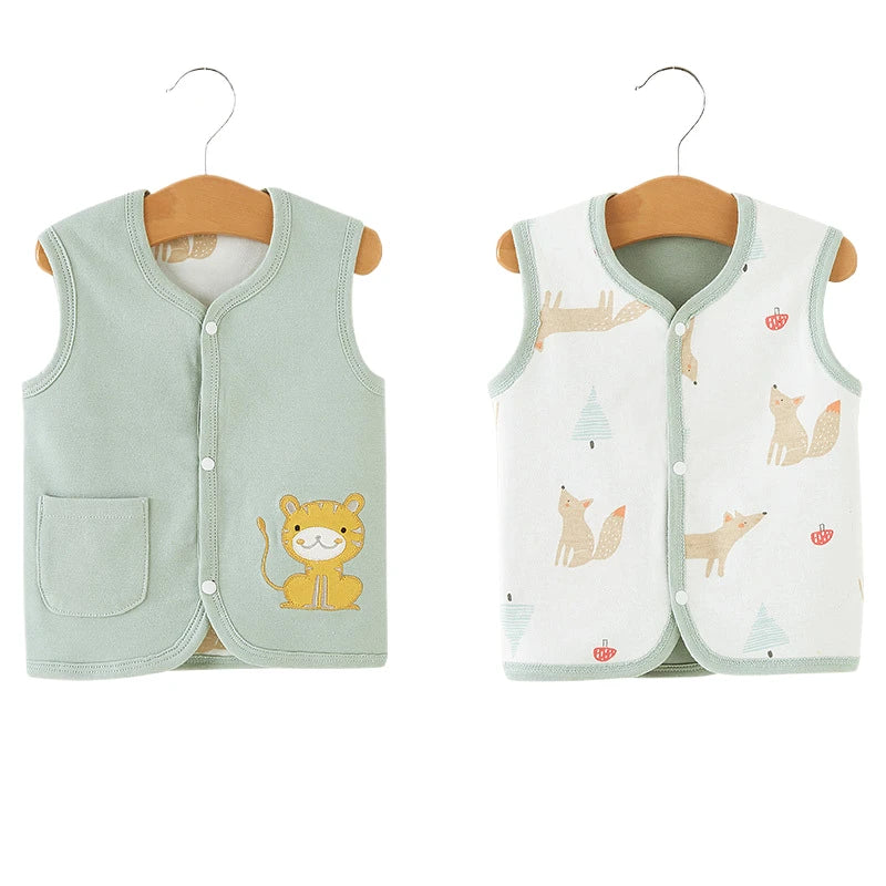 Newborn Winter Cotton Pink Vest Double Side Wear Infant Baby Cardigan Vest