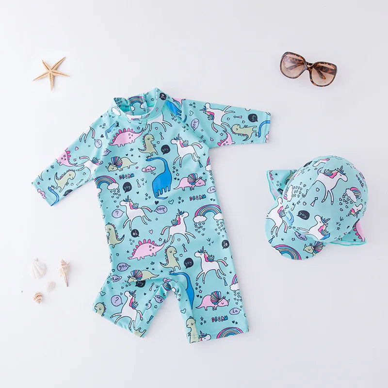 Baby boy swimwear with cap suit surfing Wear