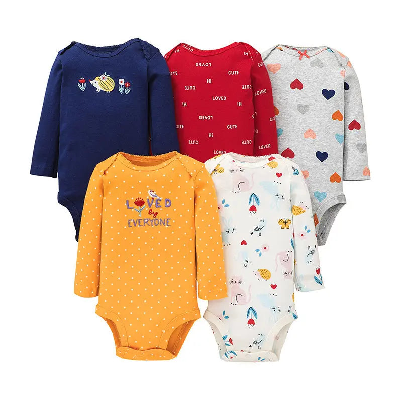 Winter 5PCS/lot Baby Bodysuits Long Sleeve 100% Cotton