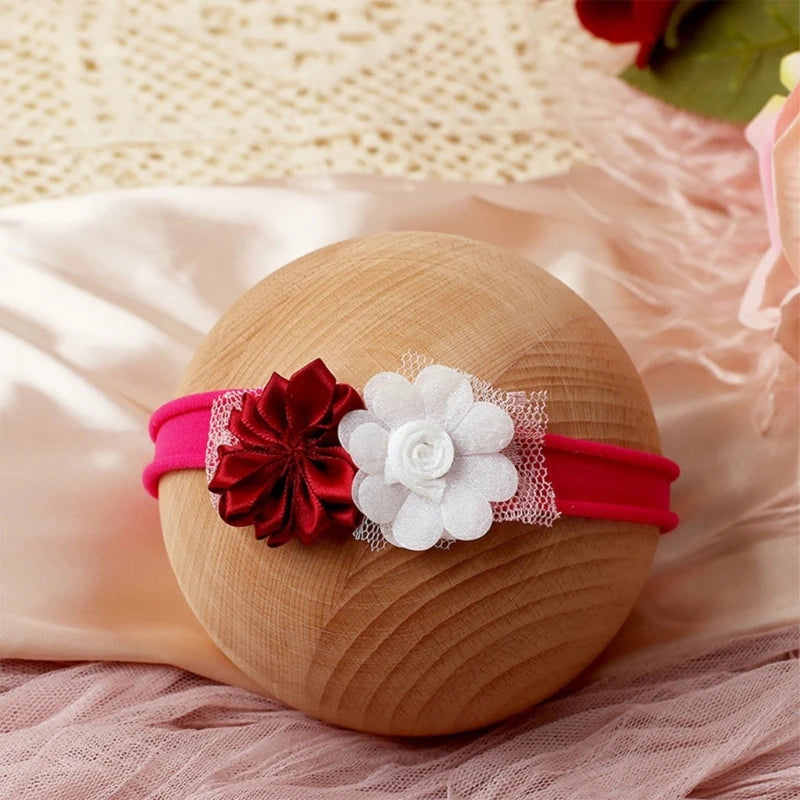 Newborn Girls Photography Props Lace Romper Flower Headdress Baby Costume Photoshooting Accessories Infant Shower Gifts