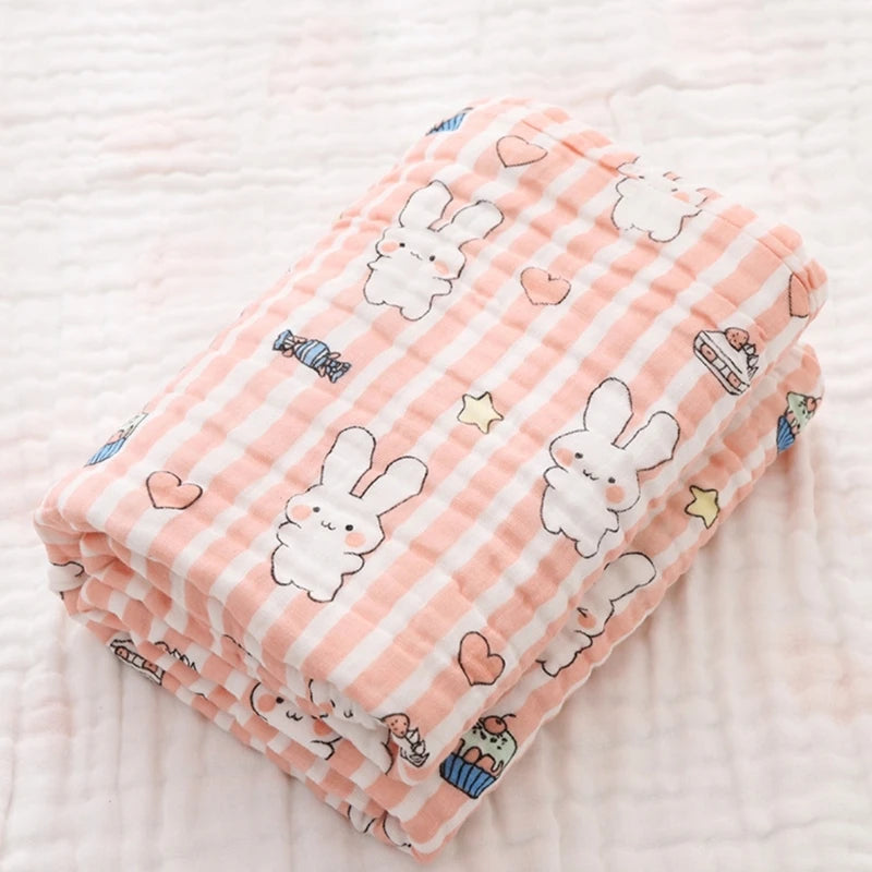 Baby Muslin Bath Towel Gauze-Cotton Wrapping Blanket Breathable Shower Towel Crib Bedding Nursing Cover Newborns Shower Gift