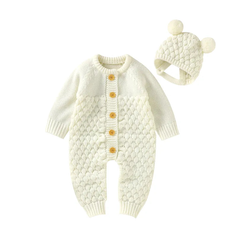 Baby Rompers Long Sleeve Infant Boys Girls Jumpsuits Clothes Autumn Solid Knitted Newborn Toddler Kids Overalls One Piece 0-18M