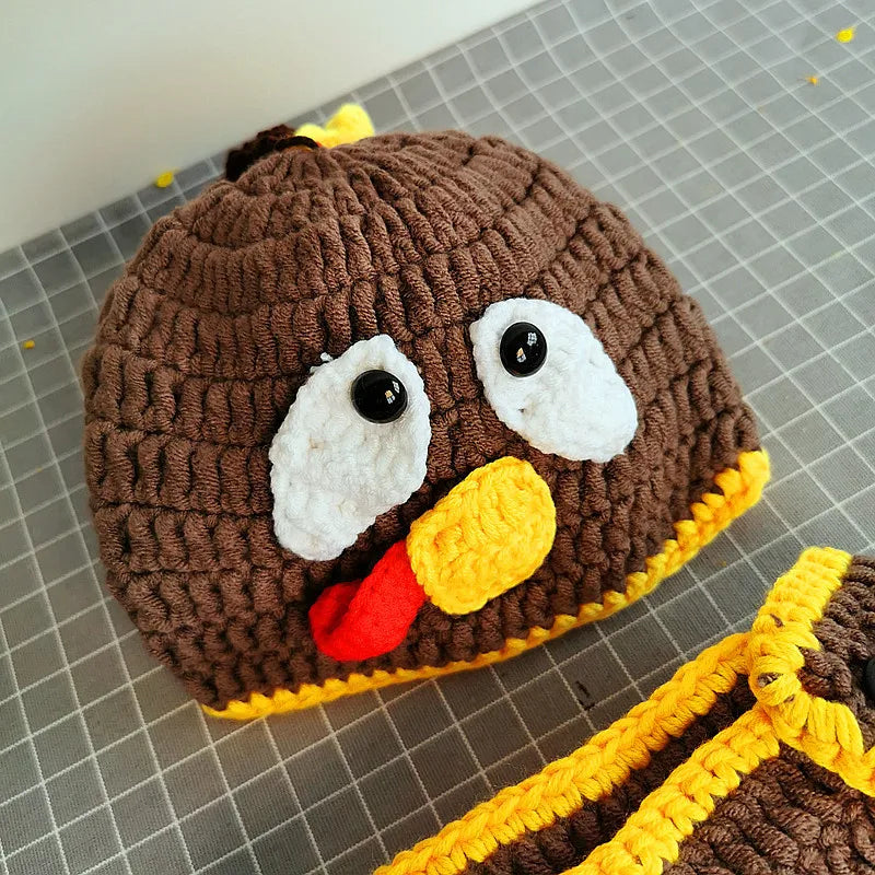 Handwoven Baby Photography Clothing, Turkey Shaped Knitted Hat+pants, 2-piece Set of Darling Shoot A Film Props Accessories