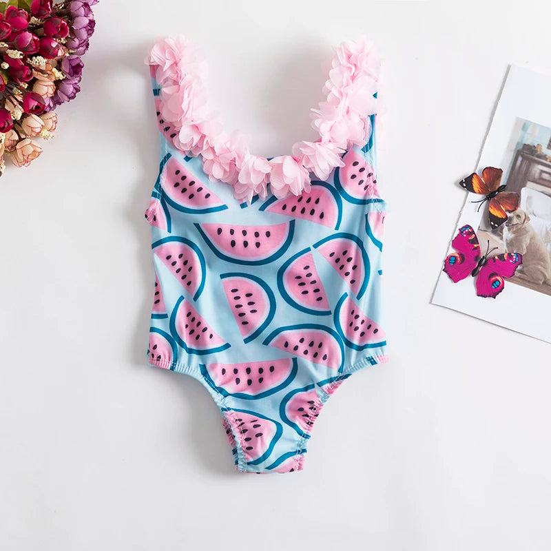 Baby Girls Swimwear Toddler Kids Swimsuit Bikini Flower Girls Summer Beachwear Backless Children Bathing Suit 1 2 3 4 Years