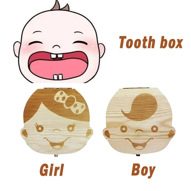 Baby Tooth Box Spanish/Dutch/French/German Wooden Teeth Organizer