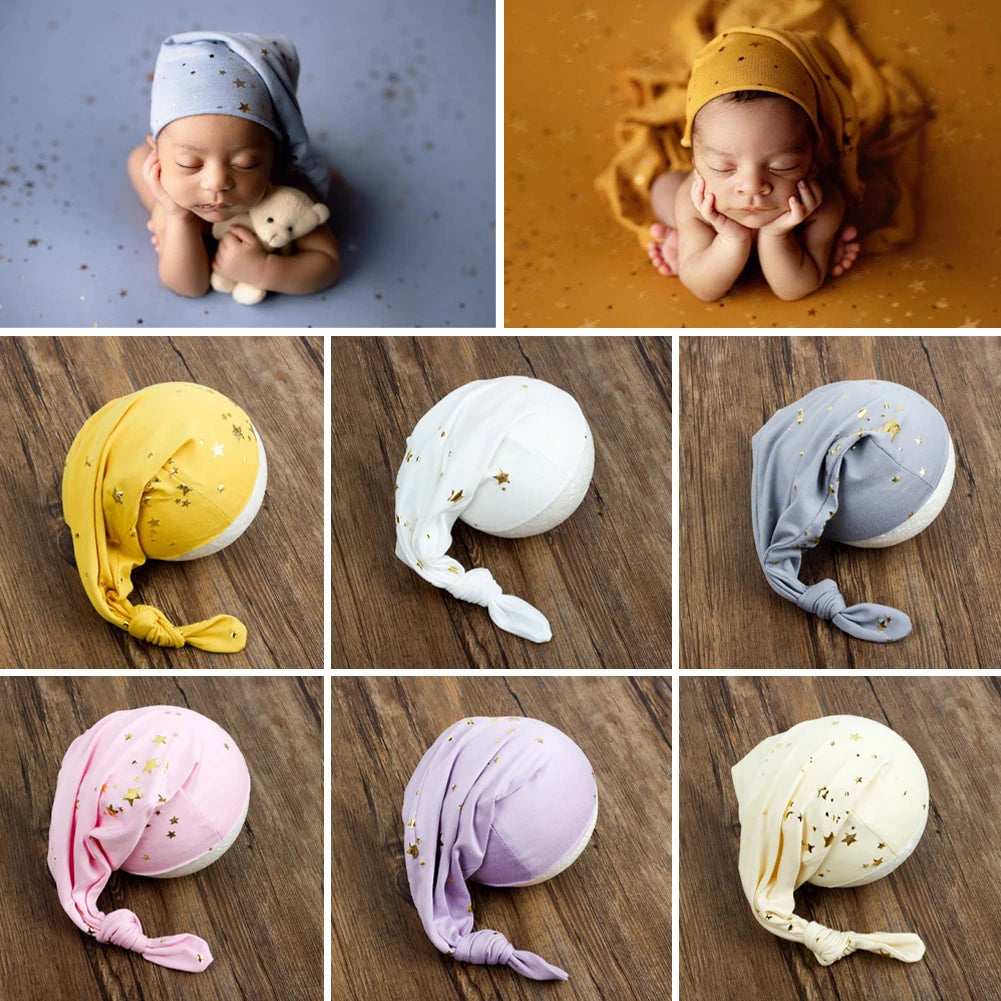 Infant Starry Pattern Cap Photography Props Newborn Cotton Beanie Hat Baby Photo Shoot Studio Accessories Baby Souvenirs