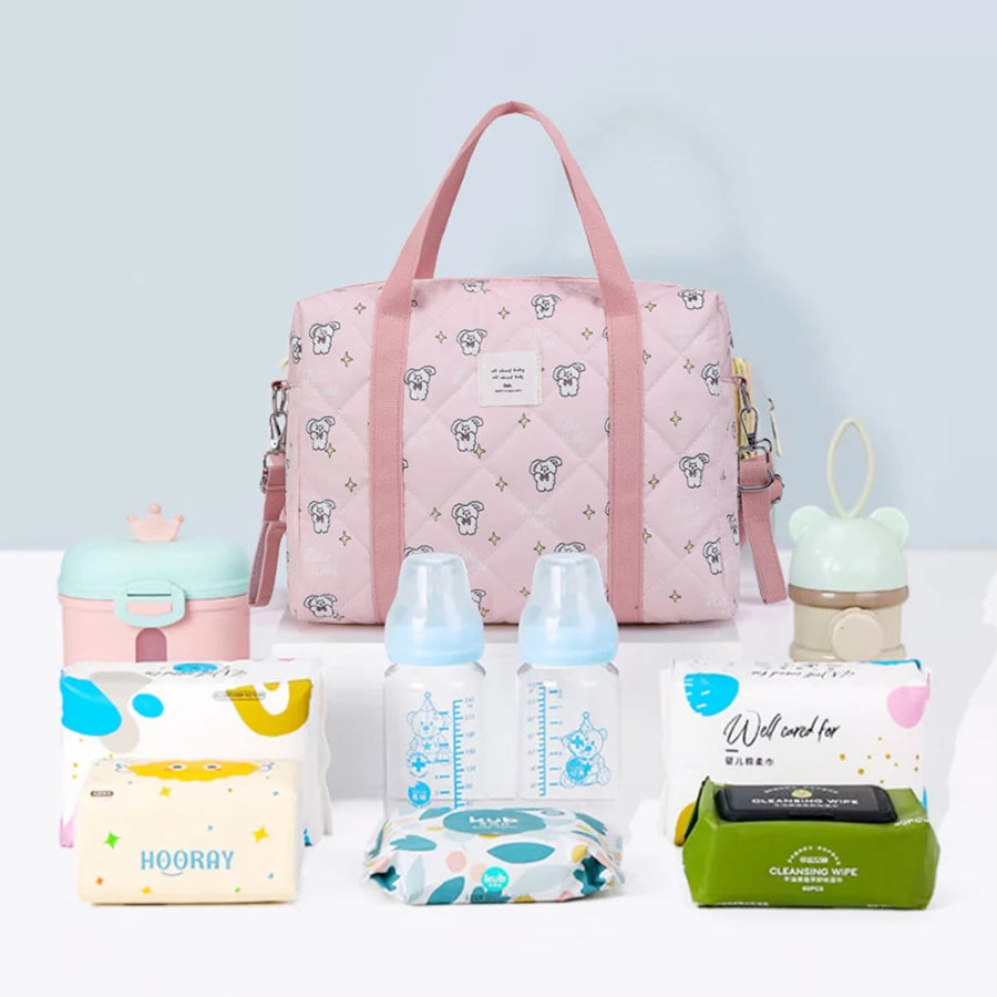Printed Mommy Bag Baby Diaper Nappy Bag Storage Maternity Shoulder Bags Organizer Cotton Quilted Women Messenger Bag