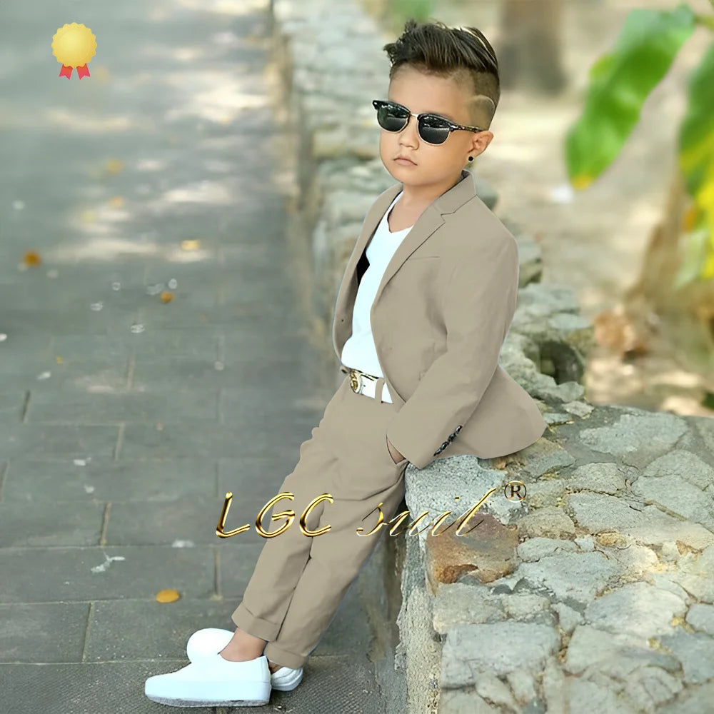 Baby Kids linen casual suit 2-piece set (jacket and trousers) 2~16 years