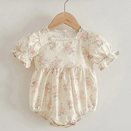 Newborn Baby Girls Jumpsuit Flying Sleeve Cotton Bodysuits