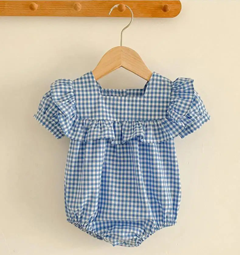 Korean Style Summer Girls Floral Jumpsuit+Hair Band 2pcs