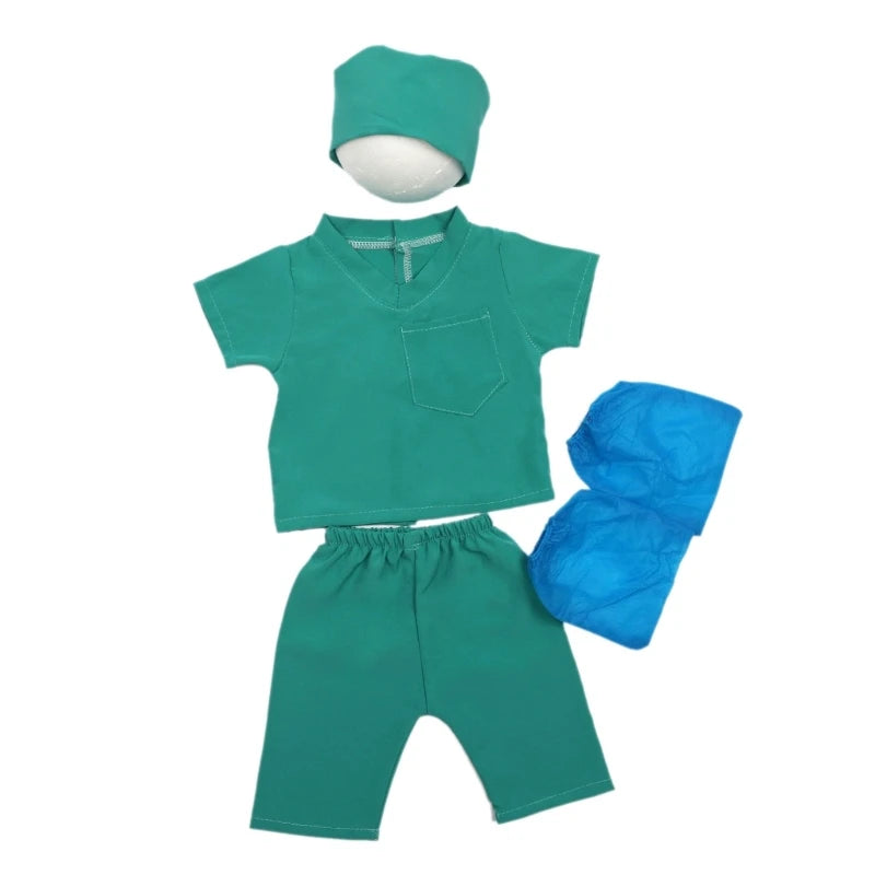 Infant Photography Suit Doctor Hat & T-shirt Pants Set Photostudio Props Universal Cosplay Costume Newborn Shower Gift
