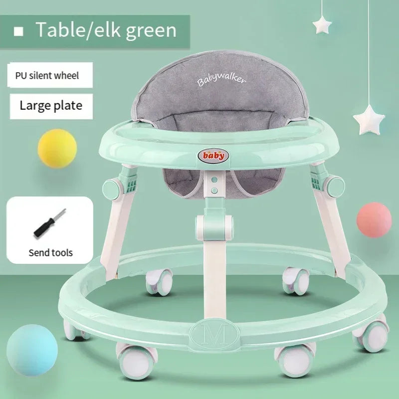 Baby Walker Anti-O-leg Multi-functional Anti-rollover Folding Trolley Boys Girls Can Sit Push 6-18 Months Baby To Learn To Drive