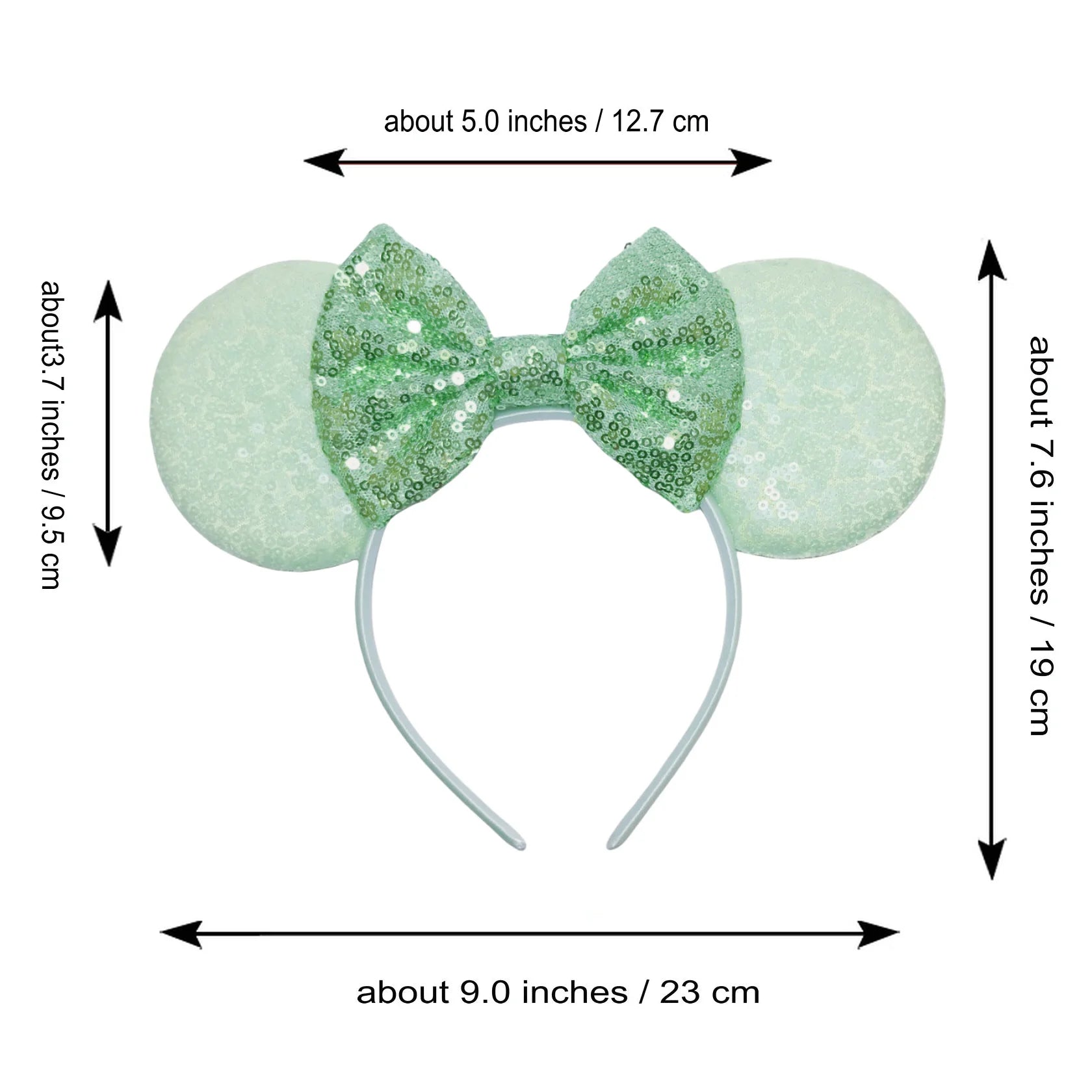 Classic Mouse Ears Headband Glitter Bow Party Accessories