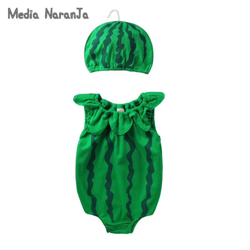 summer baby fruit Print hat with bodysuit infant cotton outfits