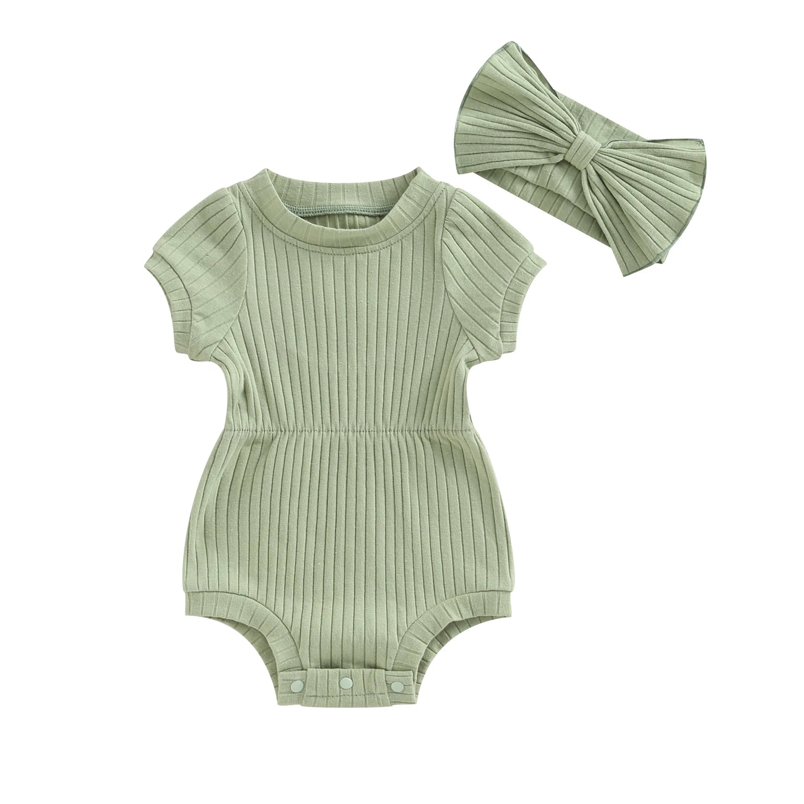 Newborn Baby Girl Clothes Solid Color Ribbed Knit Bodysuit