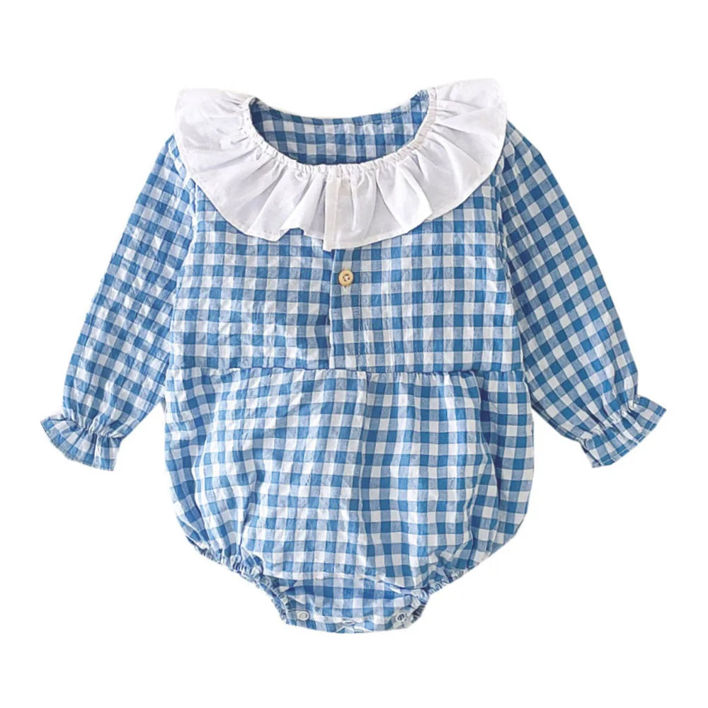 Cute Newborn Baby Girl Bodysuits Cotton Flowers Plaid