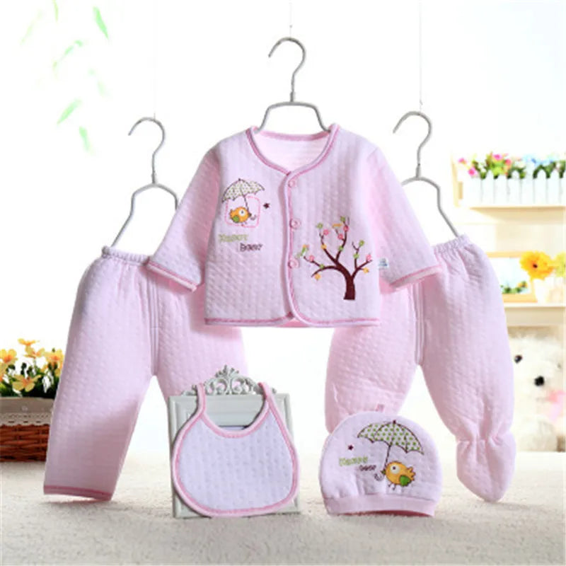 Baby cotton underwear set newborn baby five-piece set thickened and warm 0-3 months spring,autumn and winter boy girl clothing