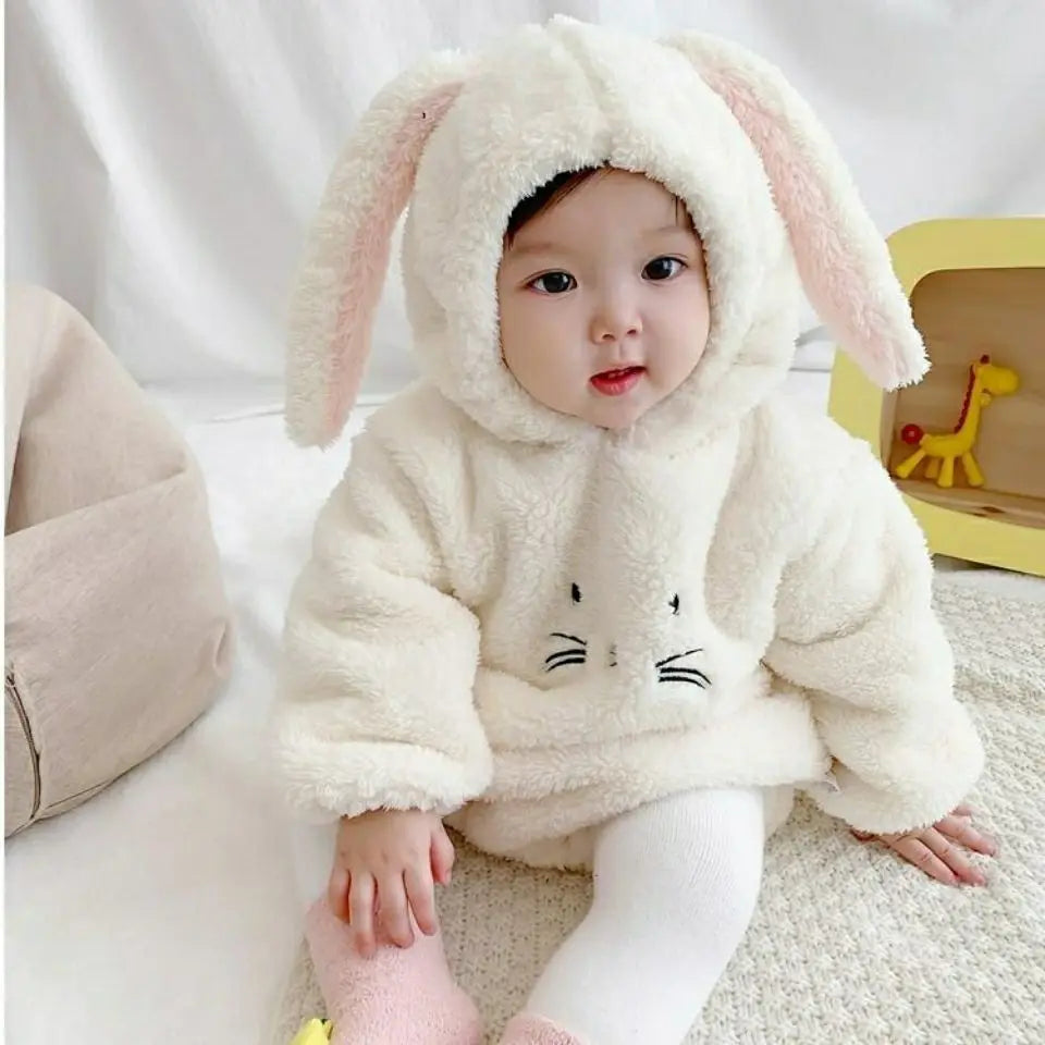 Bunny Baby Cute Baby Rompers Plus Velvet Bodysuit