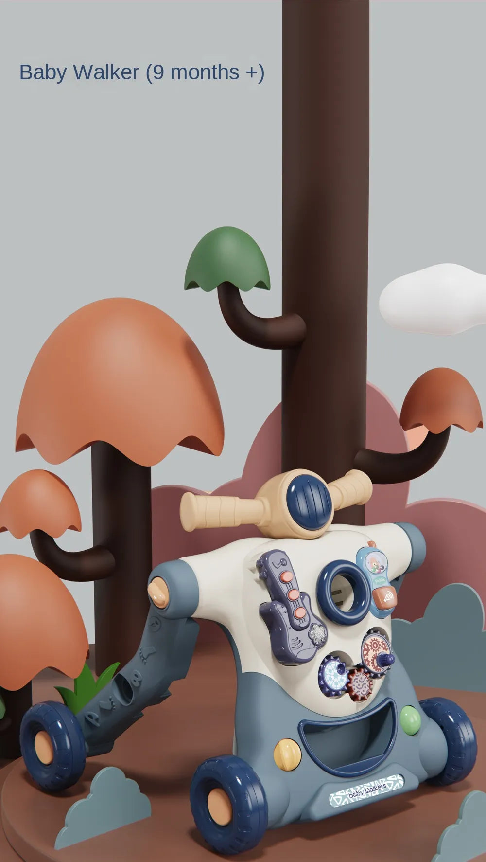 Three-In-One Walker With Music Toy Anti-Rollover