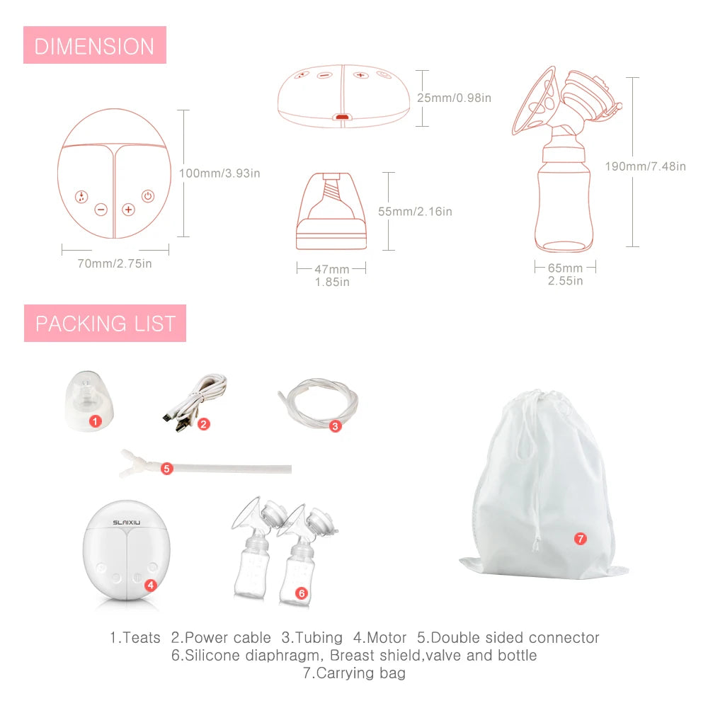 Electric breast pump unilateral and bilateral breast pump