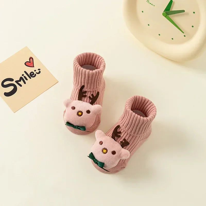 Baby Socks Winter Autumn Non-slip Floor Socks Newborn Baby Cartoon 3D Doll Toddler Socks for Kids 0-3Y