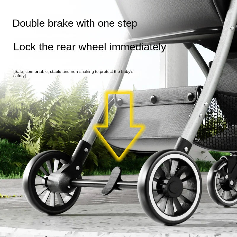 Baby Stroller 3-in-1 Fashion Four Seasons Universal Four Wheel Shock Absorber Umbrella Bi-directional Folding Baby Stroller