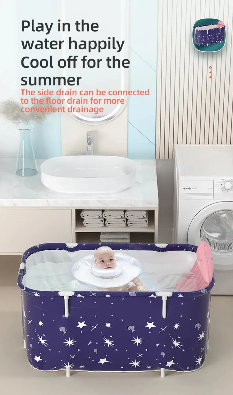 Foldable Bathtub Portable Soaking Bath Tub Eco-Friendly